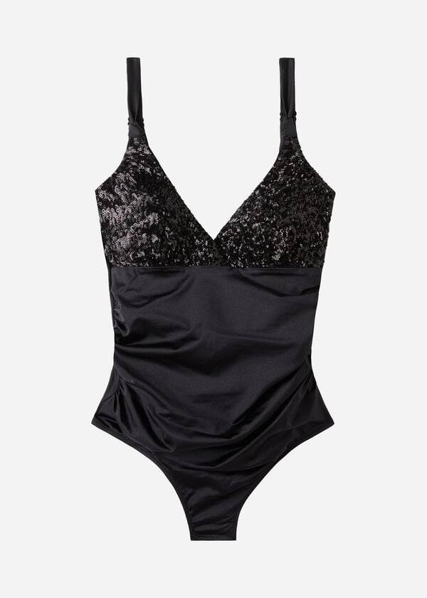 Calzedonia Imbottito One-Piece Shaping-Effect Cannes Donna Costumi Da Bagno Nere | IT2187YU