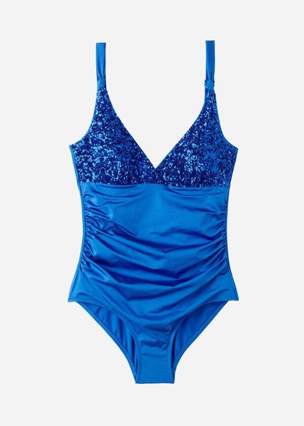 Calzedonia Imbottito One-Piece Shaping-Effect Cannes Donna Costumi Da Bagno Blu | IT2189IS