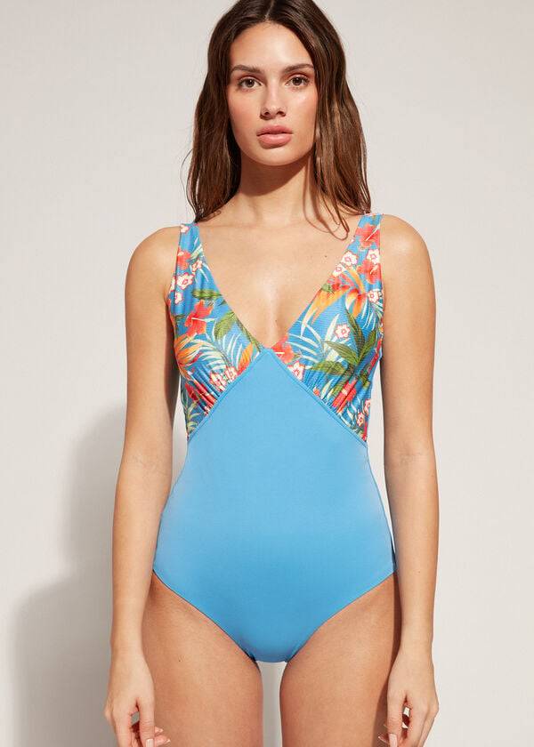 Calzedonia Imbottito One-Piece Shaping-Effect Maui Donna Costumi Da Bagno Verdi | IT2195FM