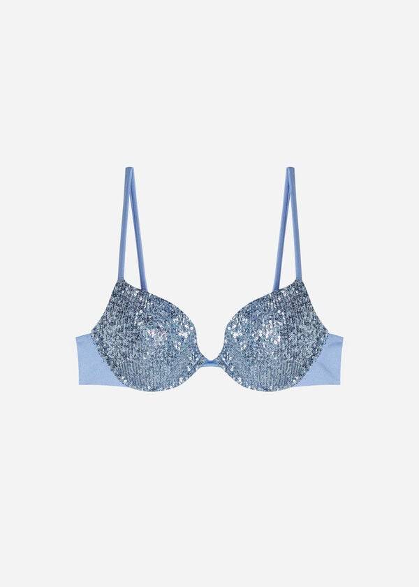 Calzedonia Imbottito Push-Up Cannes Donna Top Bikini Blu | IT1839CE