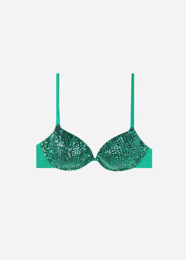 Calzedonia Imbottito Push-Up Cannes Donna Top Bikini Verdi | IT1840VD