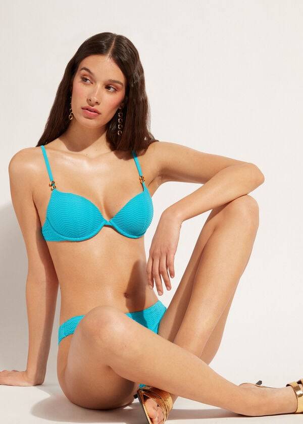 Calzedonia Imbottito Push-Up Casablanca Donna Top Bikini Verde Acqua | IT1849YU