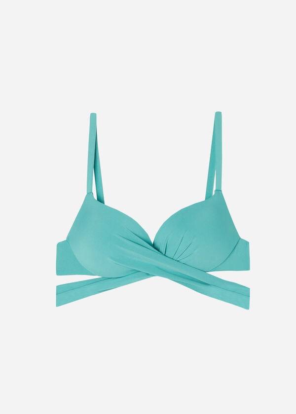 Calzedonia Imbottito Push Up Indonesia Eco Donna Top Bikini Verde Acqua | IT1818QZ