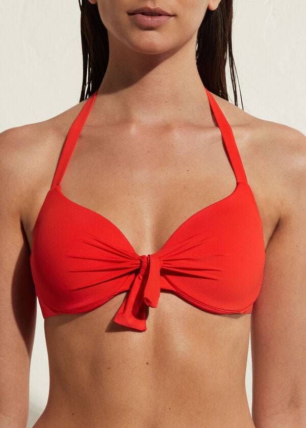 Calzedonia Imbottito Push Up Indonesia Eco Sexy Donna Top Bikini Rosse | IT1831FM