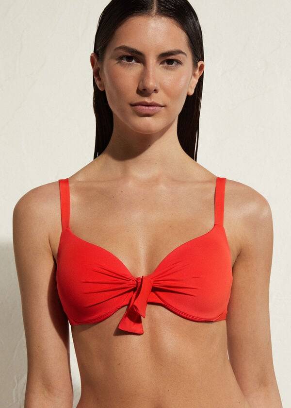 Calzedonia Imbottito Push Up Indonesia Eco Sexy Donna Top Bikini Rosse | IT1831FM