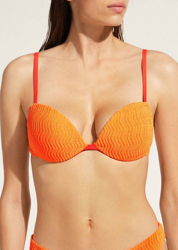 Calzedonia Imbottito Push-Up Mykonos Donna Top Bikini Arancioni | IT1868NB