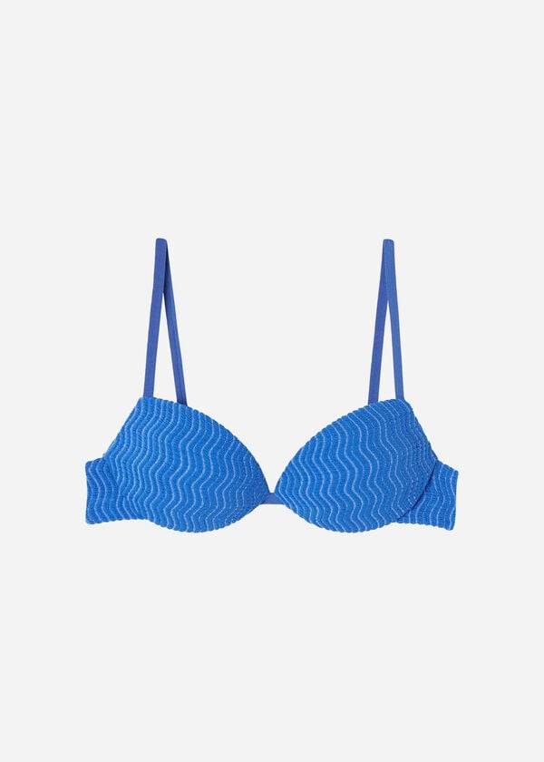 Calzedonia Imbottito Push-Up Mykonos Donna Top Bikini Blu | IT1869MA