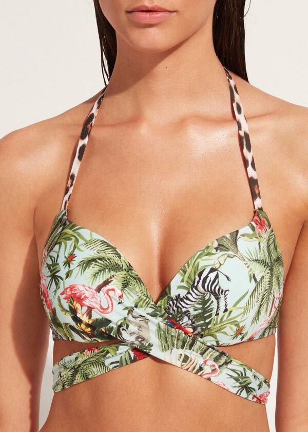 Calzedonia Imbottito Push-Up Nairobi Eco Donna Top Bikini Verdi | IT1871WY