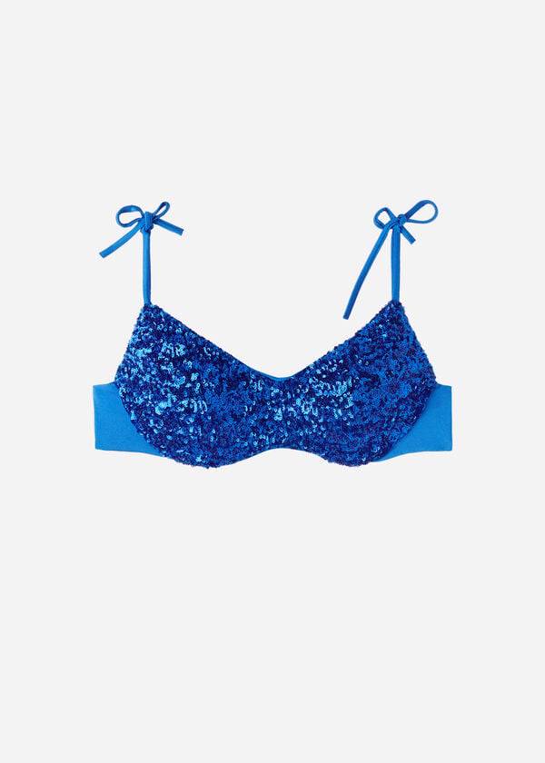 Calzedonia Imbottito Tank-Stile Cannes rosa Donna Top Bikini Blu | IT1890XF