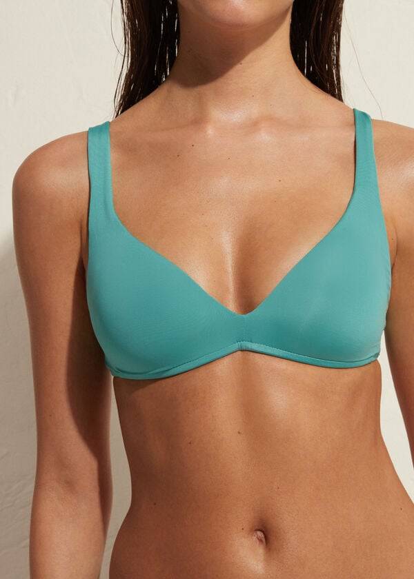 Calzedonia Imbottito Triangle Indonesia Eco Donna Top Bikini Verde Acqua | IT1905PQ