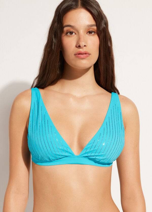 Calzedonia Imbottito Triangle Shanghai Donna Top Bikini Verde Acqua | IT1936GL