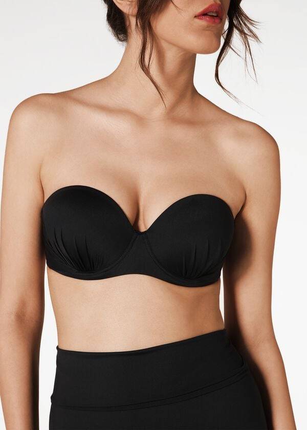 Calzedonia Indonesia Push-Up Bandeau Donna Top Bikini Nere | IT1775PQ