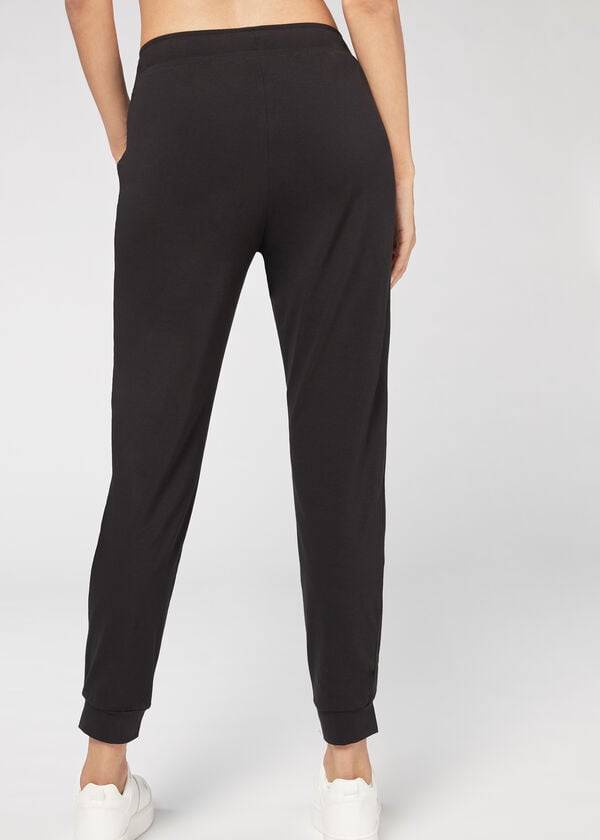 Calzedonia Jogger in Ultra Light Supima Cotone Donna Leggings Nere | IT2662XF