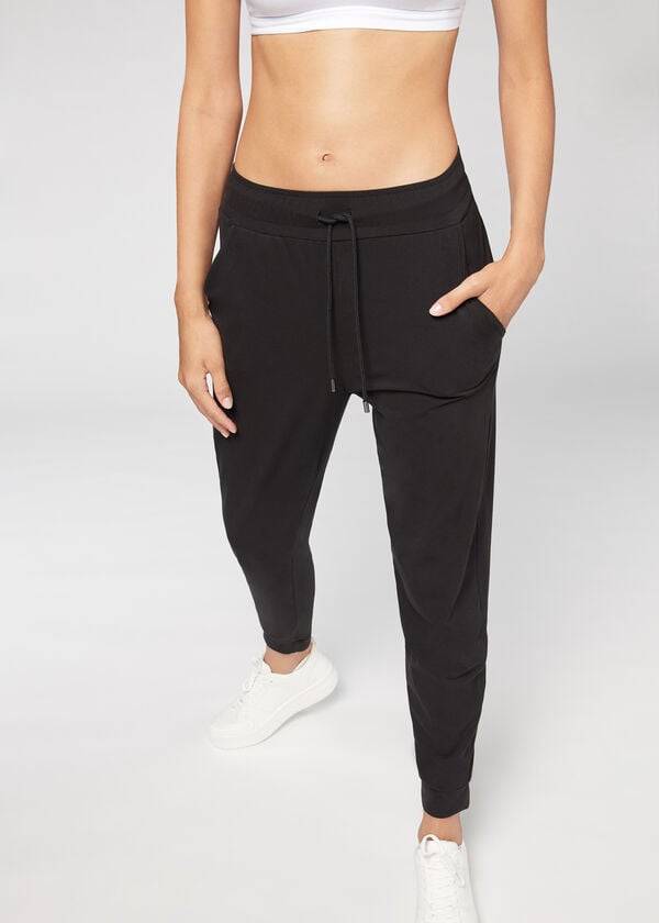 Calzedonia Jogger in Ultra Light Supima Cotone Donna Leggings Nere | IT2662XF