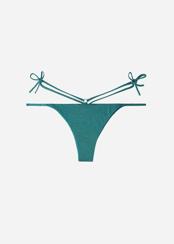 Calzedonia Lamé Brazilian Side String Hollywood Donna Slip Bikini Verdi | IT1486UT