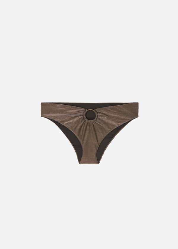 Calzedonia Lamé High Vita Hollywood Donna Slip Bikini Nere | IT1487IS