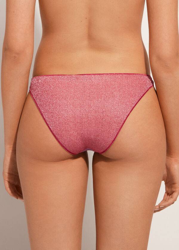 Calzedonia Lamé Lisbona Donna Slip Bikini Rosa | IT1489PQ