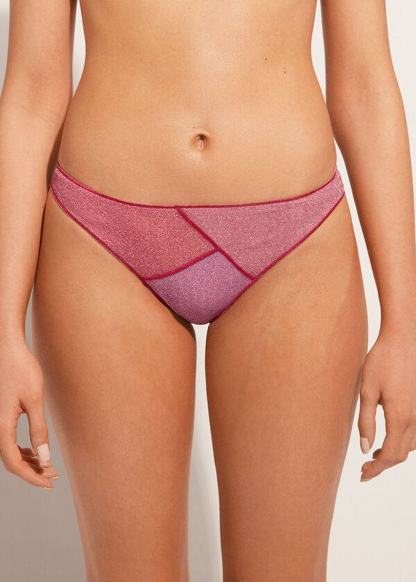 Calzedonia Lamé Lisbona Donna Slip Bikini Rosa | IT1489PQ