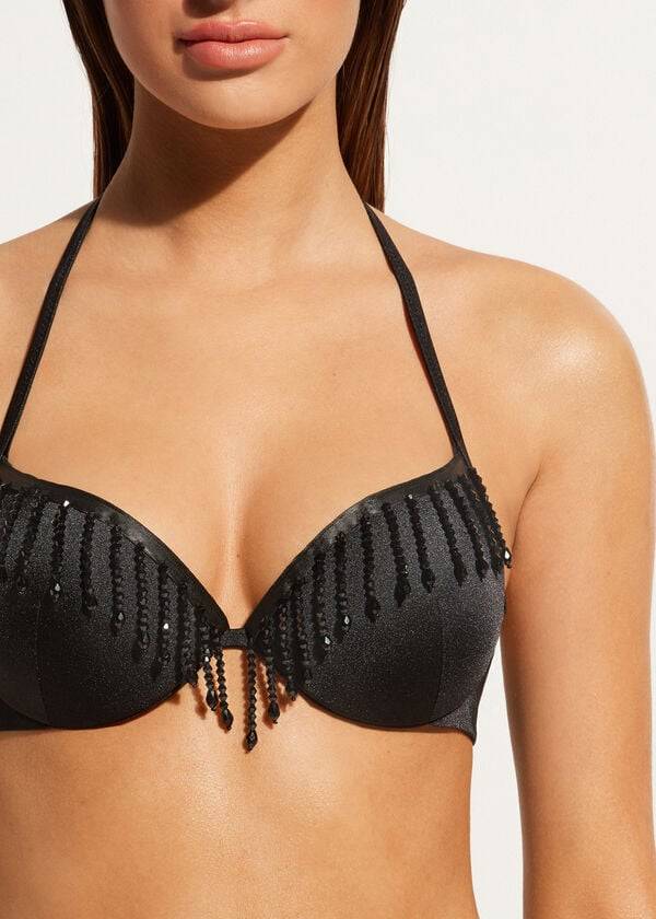 Calzedonia Lightly Imbottito Push-up Taipei Donna Top Bikini Nere | IT1777SO