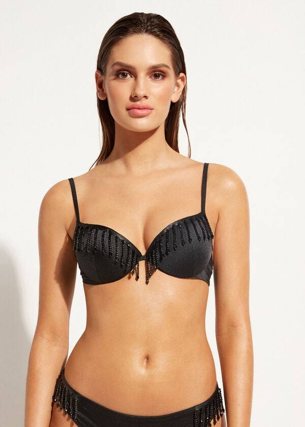 Calzedonia Lightly Imbottito Push-up Taipei Donna Top Bikini Nere | IT1777SO