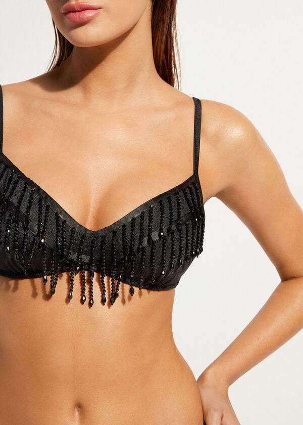 Calzedonia Lightly Imbottito Tank-Stile Taipei Donna Top Bikini Nere | IT1780GL