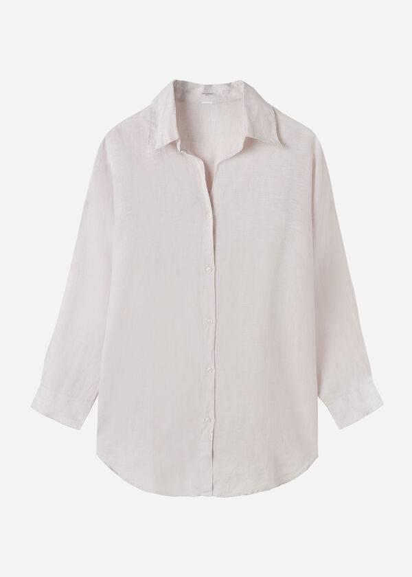 Calzedonia Linen Shirt Donna Cover Ups Beige | IT2097ZG