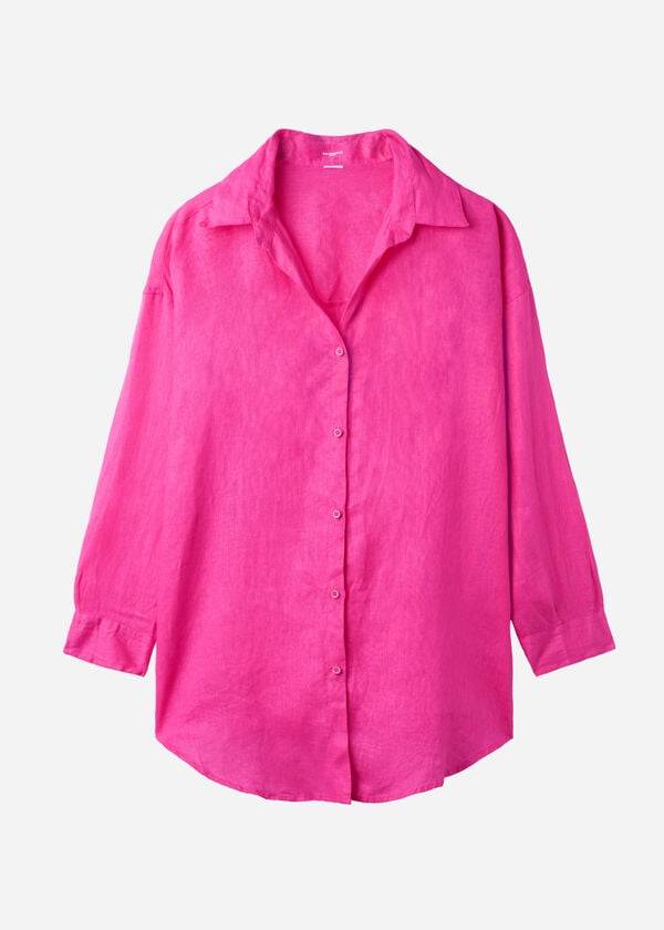 Calzedonia Linen Shirt Donna Cover Ups Rosa | IT2096LH