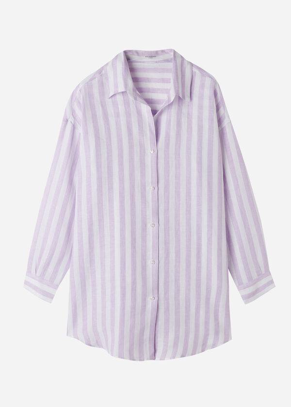 Calzedonia Linen Shirt Donna Cover Ups Viola Bianche | IT2086OR