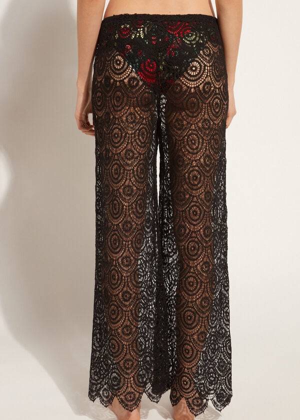 Calzedonia Long Crochet Pants Donna Cover Ups Nere | IT2133RW