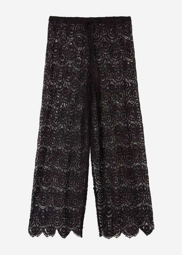 Calzedonia Long Crochet Pants Donna Cover Ups Nere | IT2133RW