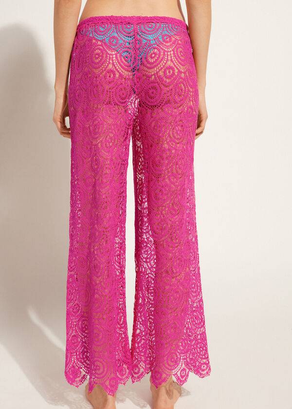 Calzedonia Long Crochet Pants Donna Cover Ups Rosa | IT2134TV