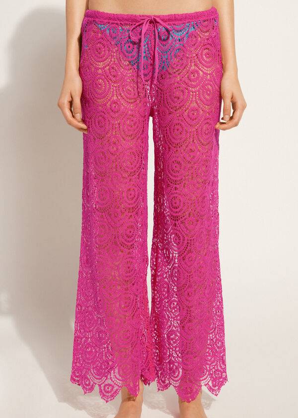 Calzedonia Long Crochet Pants Donna Cover Ups Rosa | IT2134TV