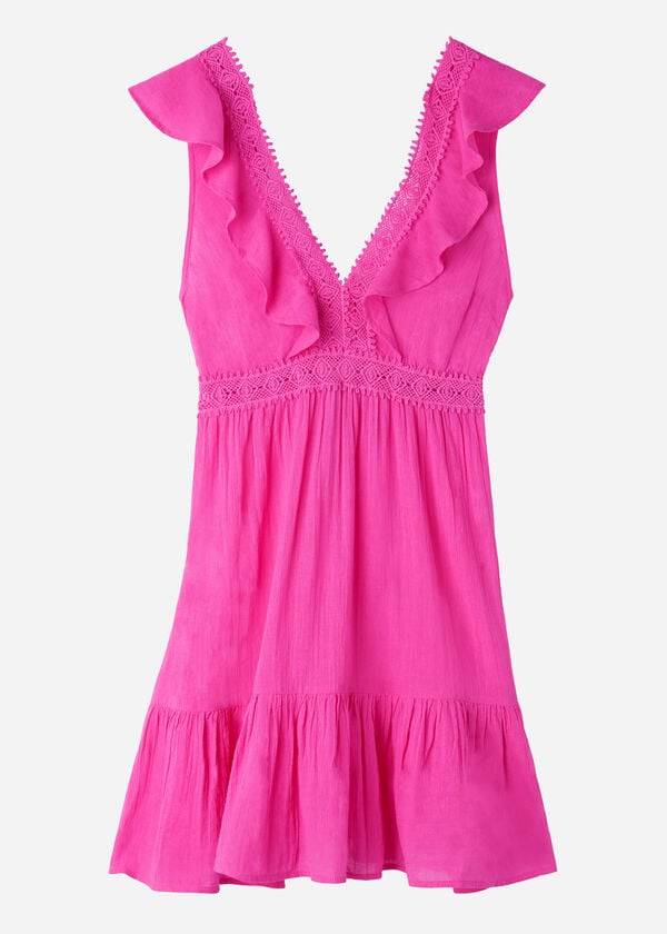 Calzedonia Mini Vestito with Ruffle and Passementerie Donna Cover Ups Rosa | IT2108TV