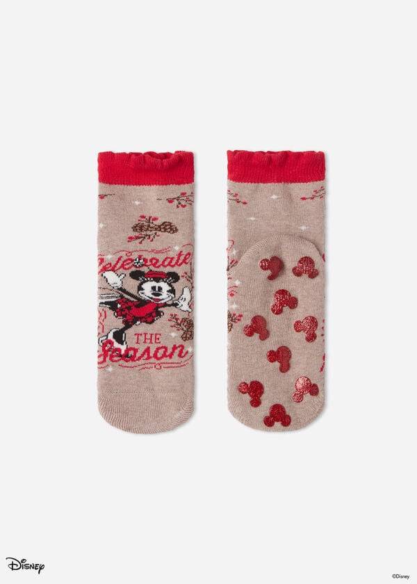 Calzedonia Non-slip Disney Minnie Mouse Christmas Corta Bambino Calzini Marroni | IT3117KI