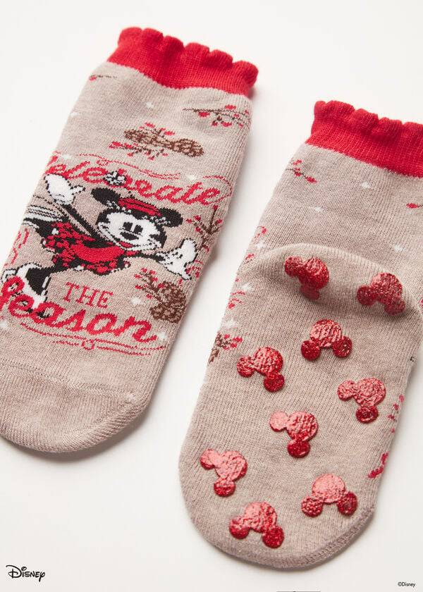 Calzedonia Non-slip Disney Minnie Mouse Christmas Corta Bambino Calzini Marroni | IT3117KI