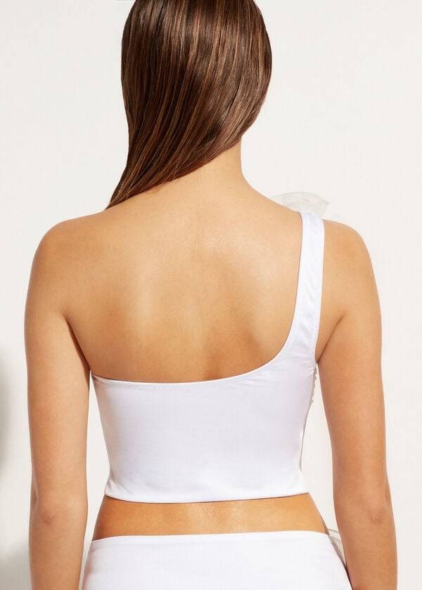 Calzedonia One-Shoulder Bandeau Bora Bora Donna Top Bikini Bianche | IT1782JJ