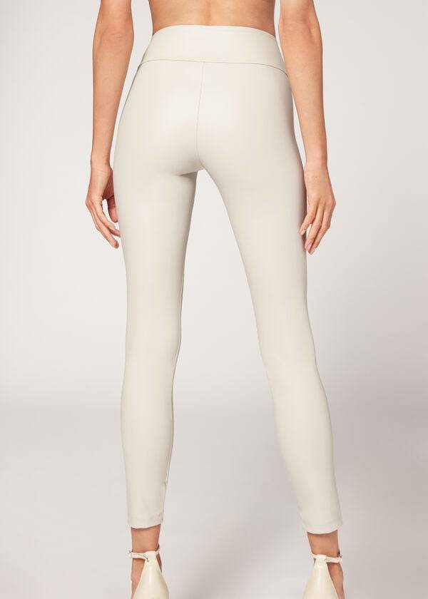 Calzedonia Pelle Effect Donna Leggings Bianche | IT2665KI