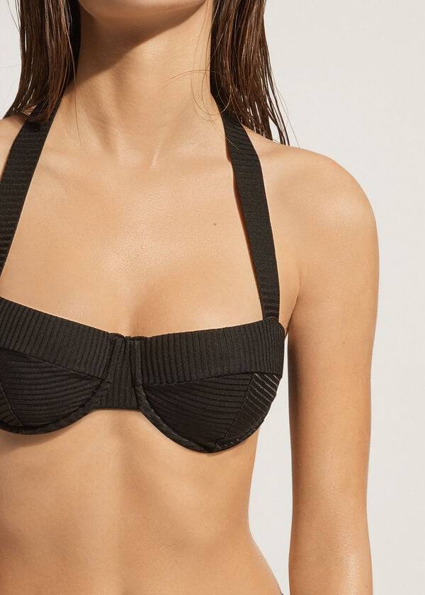 Calzedonia Push-Up Bandeau Parigi Donna Top Bikini Nere | IT1955IS