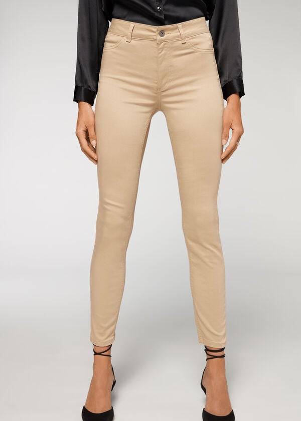 Calzedonia Push-up and soft touch Donna Jeans Beige | IT2606YU