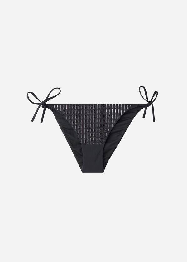 Calzedonia Rhinestone String Shanghai Donna Slip Bikini Nere | IT1524LH