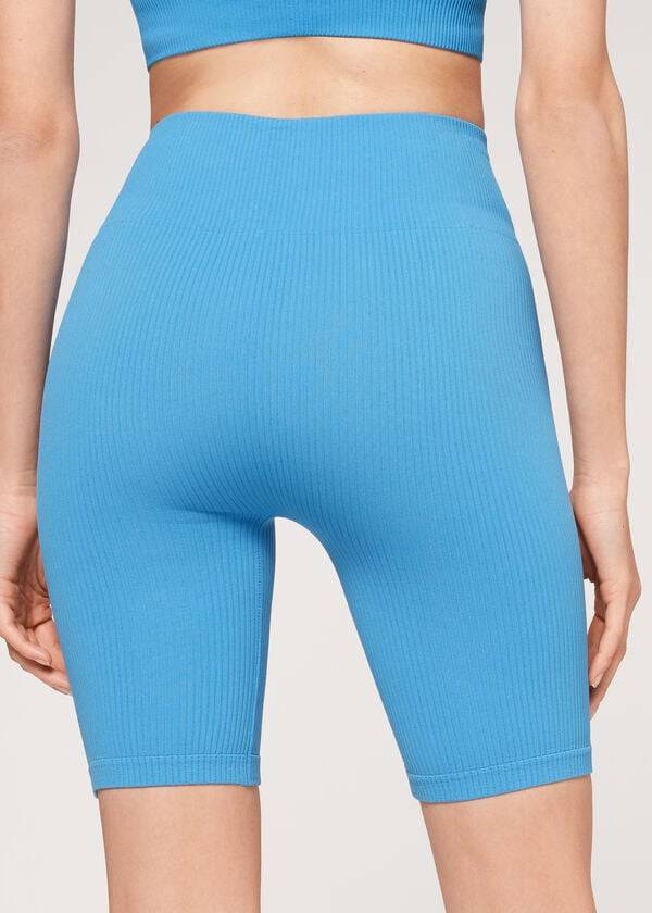 Calzedonia Seamless Ginnastica Bike Donna Leggings Blu | IT2677YU