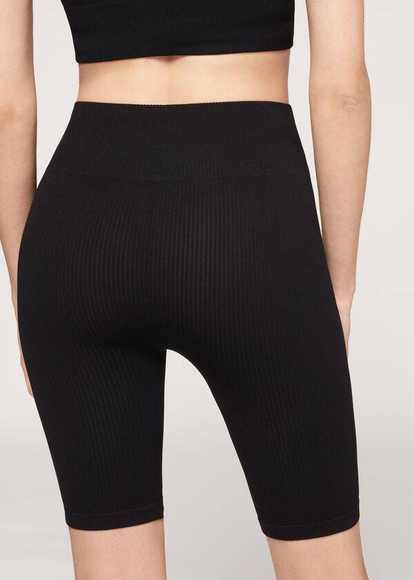 Calzedonia Seamless Ginnastica Bike Donna Leggings Nere | IT2678TV