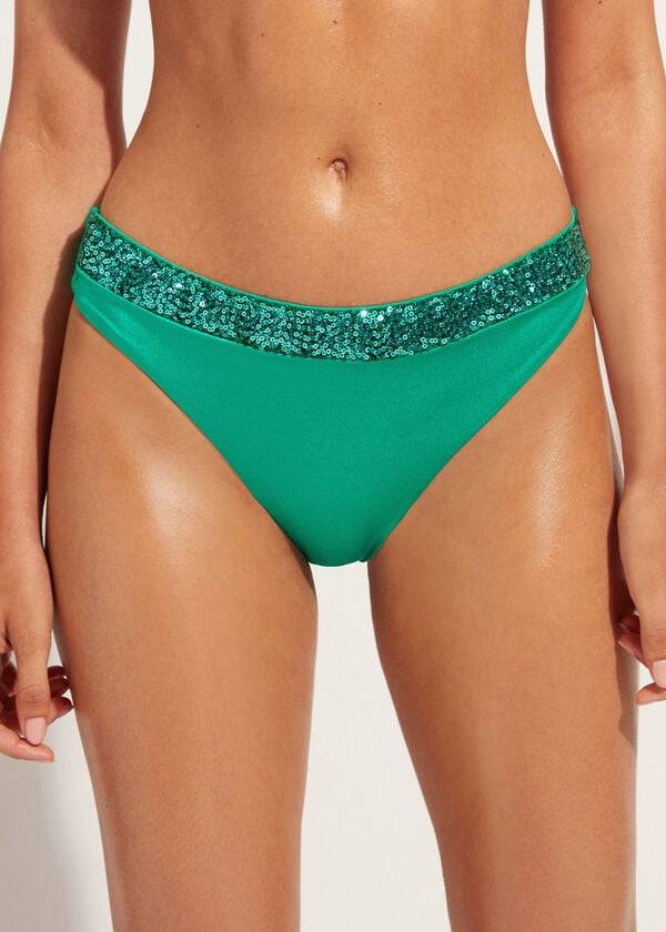 Calzedonia Sequined Cannes Donna Slip Bikini Verdi | IT1536TV