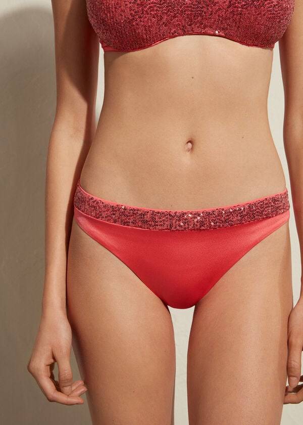 Calzedonia Sequined Cannes Donna Slip Bikini Rosa | IT1537YU