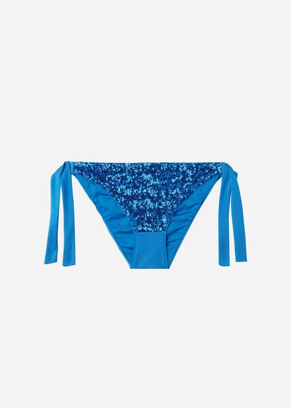 Calzedonia Sequined Side-Tie Cannes Donna Slip Bikini Blu | IT1551ZG