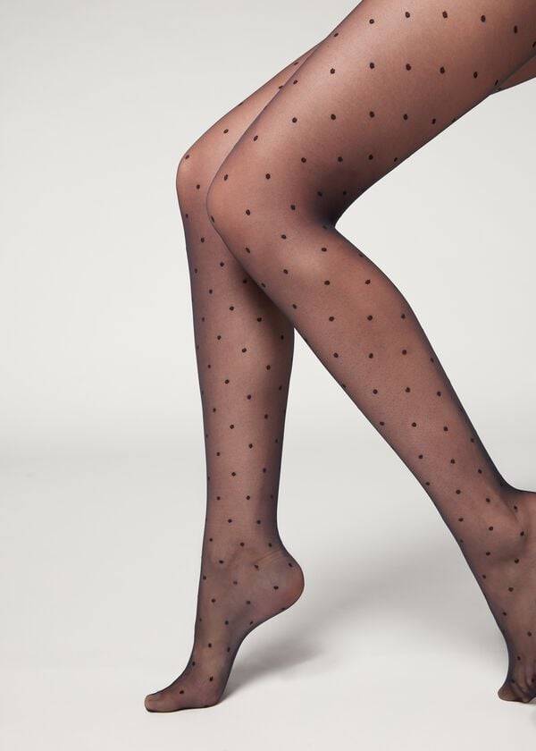 Calzedonia Sheer polka dot Donna Collant Blu | IT1234GL