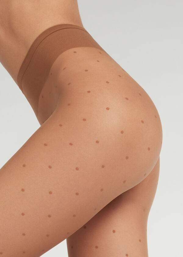 Calzedonia Sheer polka dot Donna Collant Beige | IT1235HK