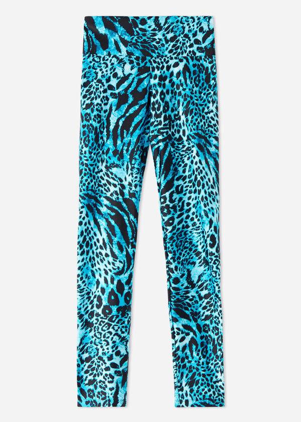 Calzedonia Shiny Animal-Print Ginnastica Donna Leggings Verde Acqua | IT2681WY