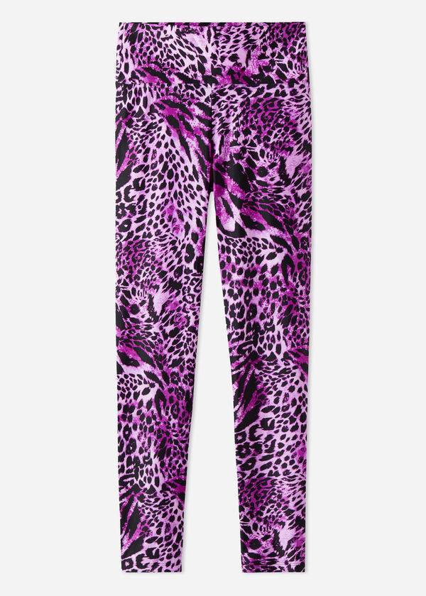 Calzedonia Shiny Animal-Print Ginnastica Donna Leggings Rosa | IT2682QZ