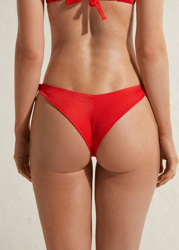 Calzedonia Side Tie Brazilian Marrakech Donna Slip Bikini Rosse | IT1560EX